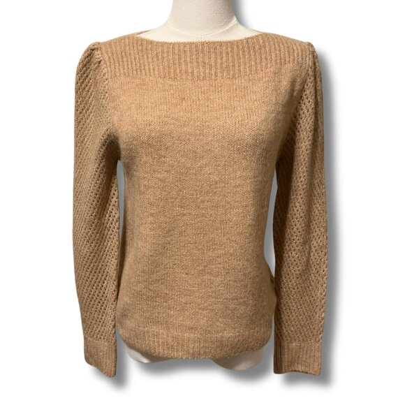 NWT &merci Camel Soft Knit Puff Sleeve Sweater – Size S / Small | Cozy - Picture 1 of 6